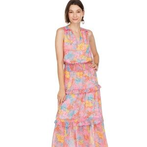 Joy Joy Cinch Waist Ruffle Maxi - Confetti